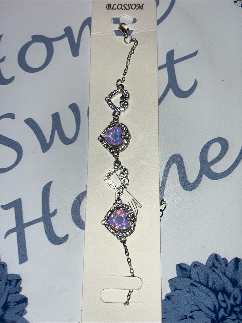Blossom Silver-Tone Purple Heart Bracelet